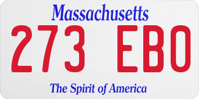 MA license plate 273EB0