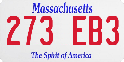 MA license plate 273EB3