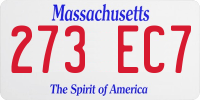 MA license plate 273EC7