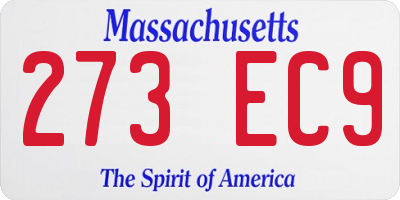 MA license plate 273EC9