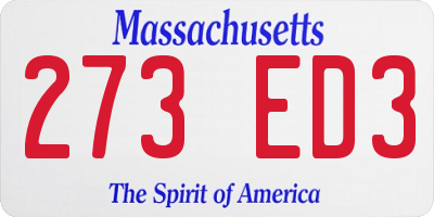 MA license plate 273ED3