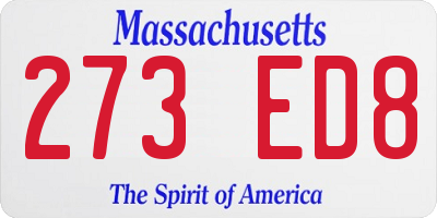 MA license plate 273ED8