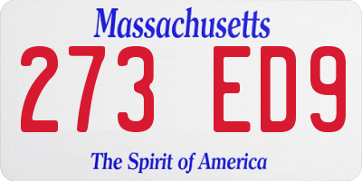 MA license plate 273ED9