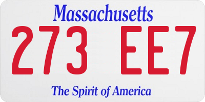 MA license plate 273EE7