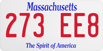 MA license plate 273EE8
