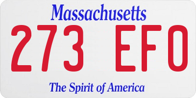 MA license plate 273EF0