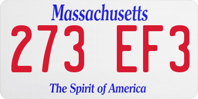 MA license plate 273EF3