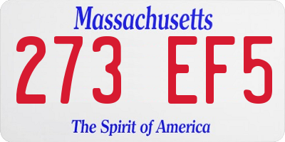 MA license plate 273EF5