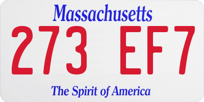MA license plate 273EF7