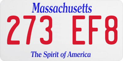 MA license plate 273EF8