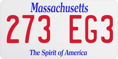 MA license plate 273EG3