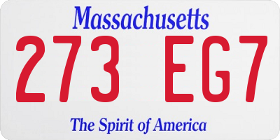 MA license plate 273EG7