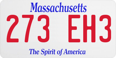 MA license plate 273EH3