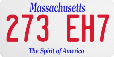 MA license plate 273EH7
