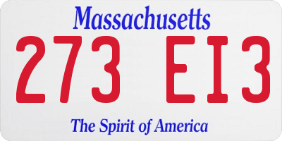 MA license plate 273EI3