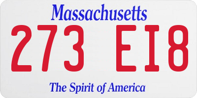 MA license plate 273EI8