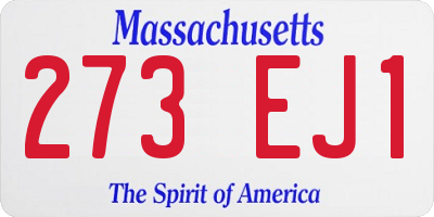 MA license plate 273EJ1