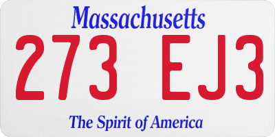 MA license plate 273EJ3