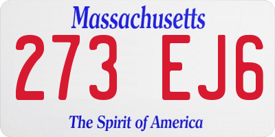 MA license plate 273EJ6