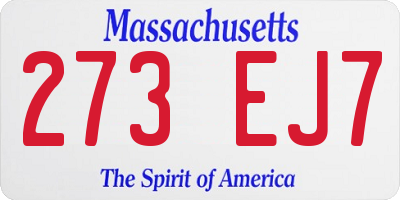 MA license plate 273EJ7