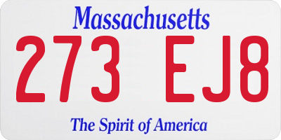 MA license plate 273EJ8