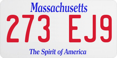MA license plate 273EJ9