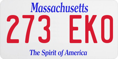 MA license plate 273EK0