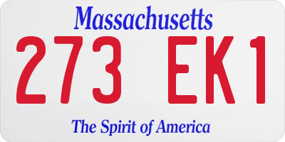 MA license plate 273EK1