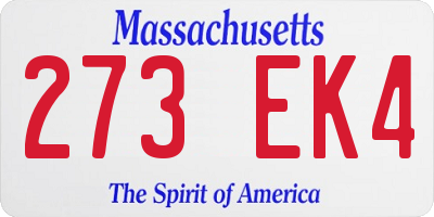 MA license plate 273EK4