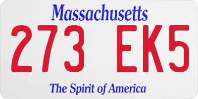 MA license plate 273EK5