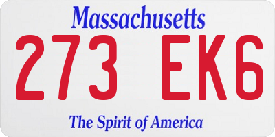 MA license plate 273EK6