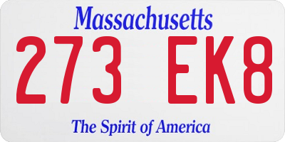 MA license plate 273EK8