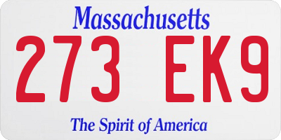 MA license plate 273EK9