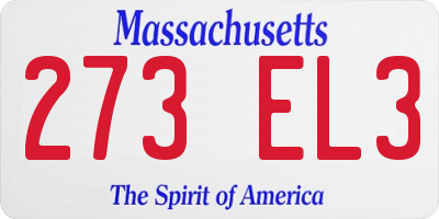 MA license plate 273EL3