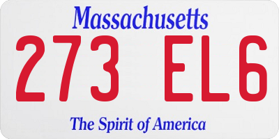 MA license plate 273EL6