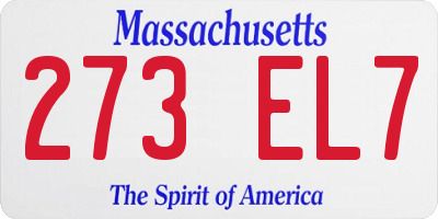 MA license plate 273EL7