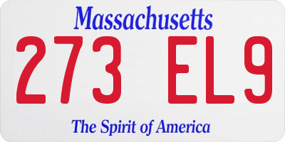 MA license plate 273EL9