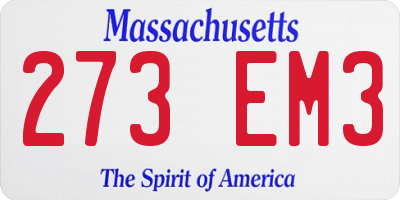 MA license plate 273EM3