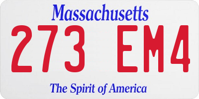 MA license plate 273EM4