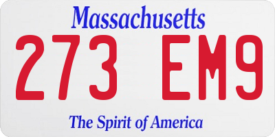 MA license plate 273EM9