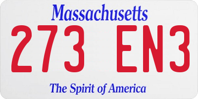 MA license plate 273EN3