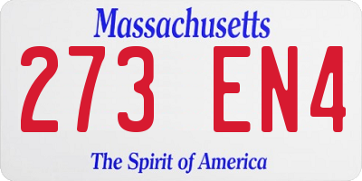 MA license plate 273EN4
