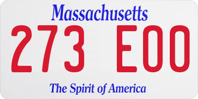 MA license plate 273EO0