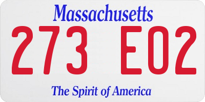 MA license plate 273EO2