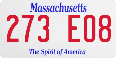 MA license plate 273EO8