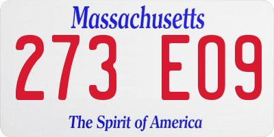 MA license plate 273EO9
