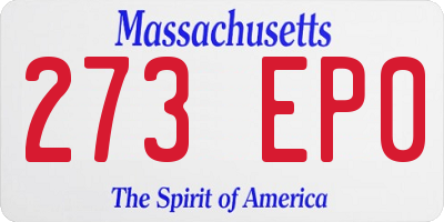 MA license plate 273EP0