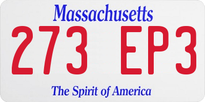 MA license plate 273EP3