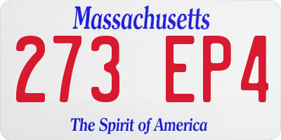 MA license plate 273EP4