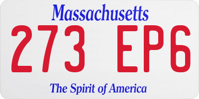 MA license plate 273EP6